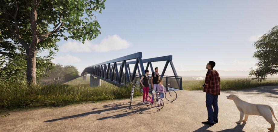 The picture shows the cycle bridge near Groß Rosenburg after completion