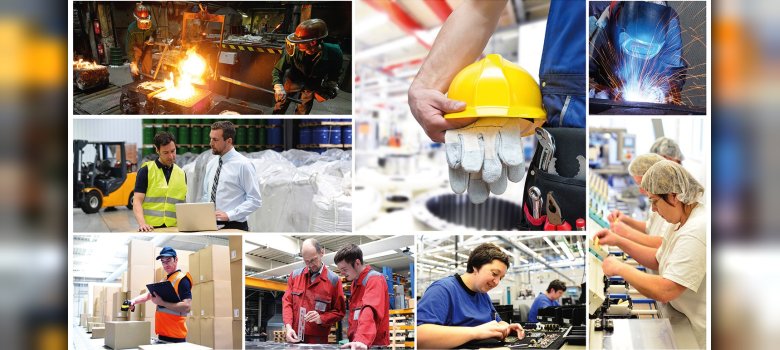 Collage aus verschiedenen Berufen. Jedes Bild als Rechteck dargestellt.