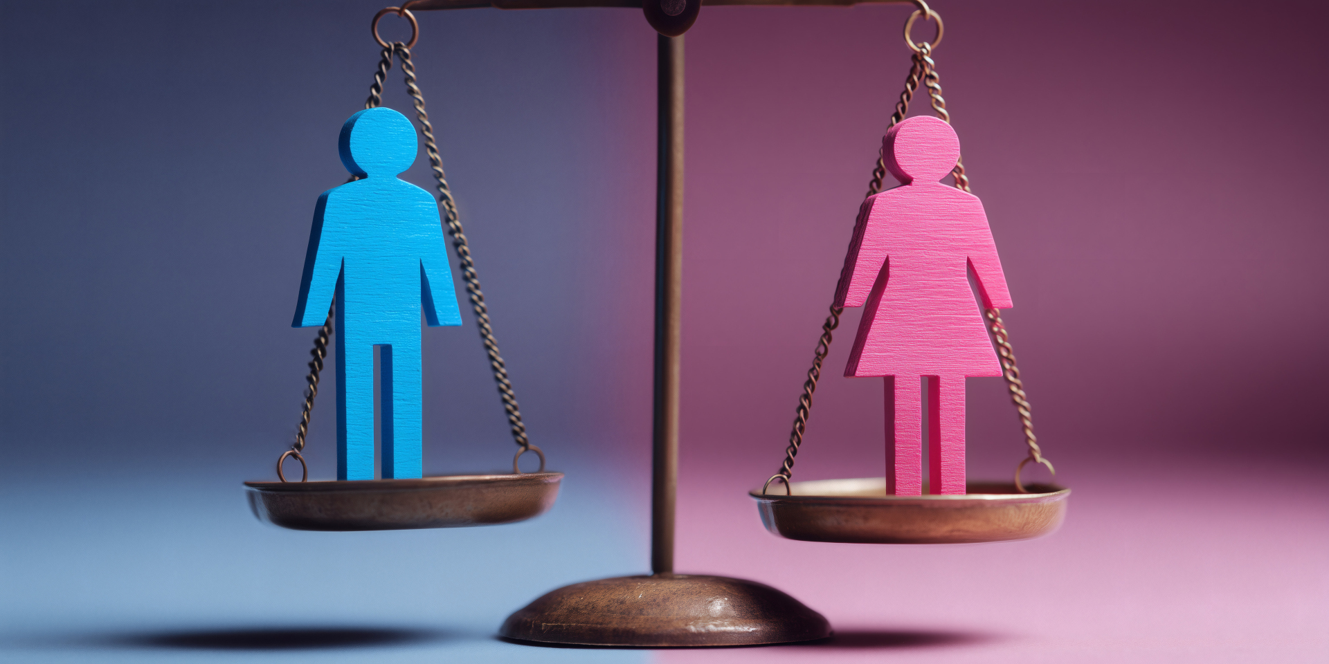 Hombre y mujer en una balanza. Símbolo de la igualdad de género, Bala