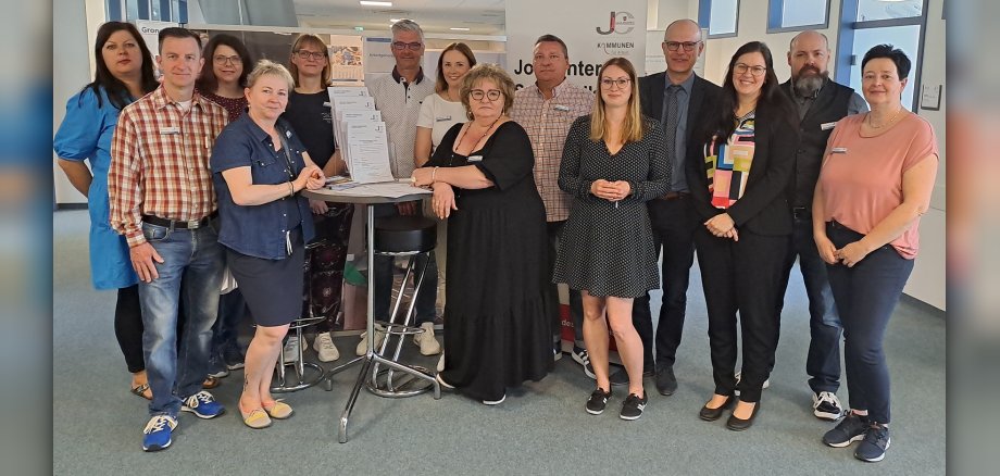 Aktivierungsmesse Jobcenter Salzlandkreis: Jobcenter-Mitarbeiter am Standort Bernburg.