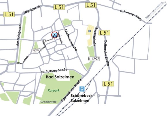 Plan du site : Emplacement du Salzlandmuseum Plan du site : Emplacement du Salzlandmuseum