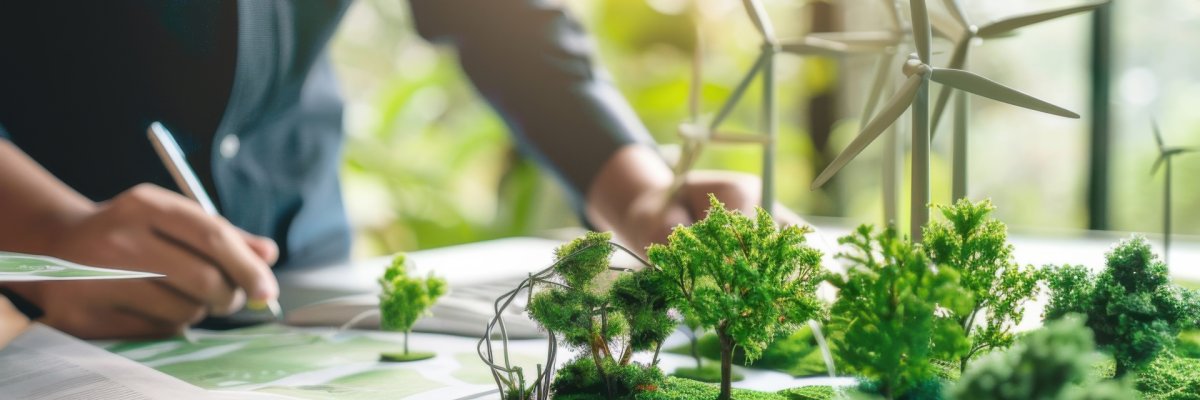 Personne travaillant sur un projet durable et écologique Personne travaillant sur un projet durable et écologique