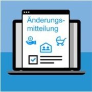 Änderungsmitteilung Symbol Änderungsmitteilung auf einem PC-Bildschirm.