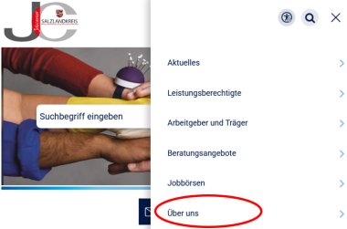 Über Uns Homepage Abbildung des passenden Ausschnitts der Homepageseite.